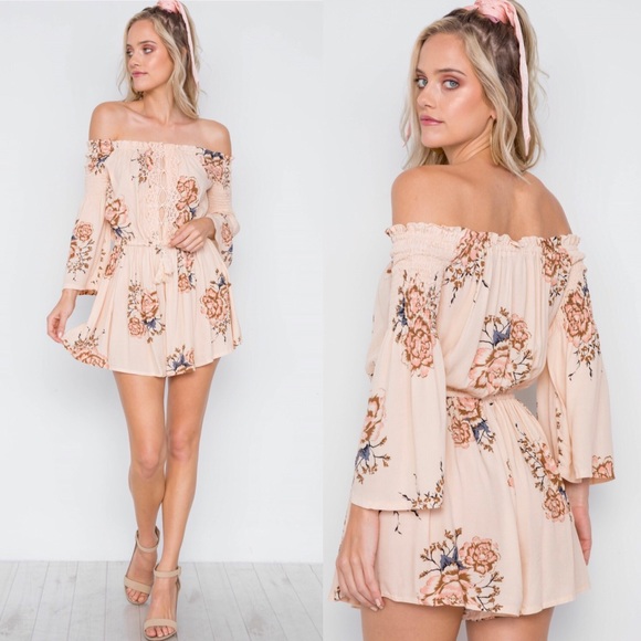 Pants - NWT $80 Floral Off The Shoulder Romper Dress